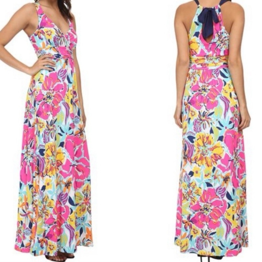 Lilly Pulitzer Pink and Yellow Floral Maxi Dress